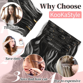 KooKaStyle Clip in Hair Extensions 20 Inch Wavy lifestyle scene