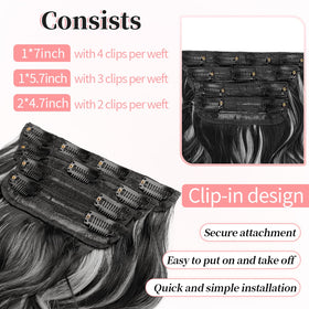 KooKaStyle Clip in Hair Extensions 20 Inch Wavy side view
