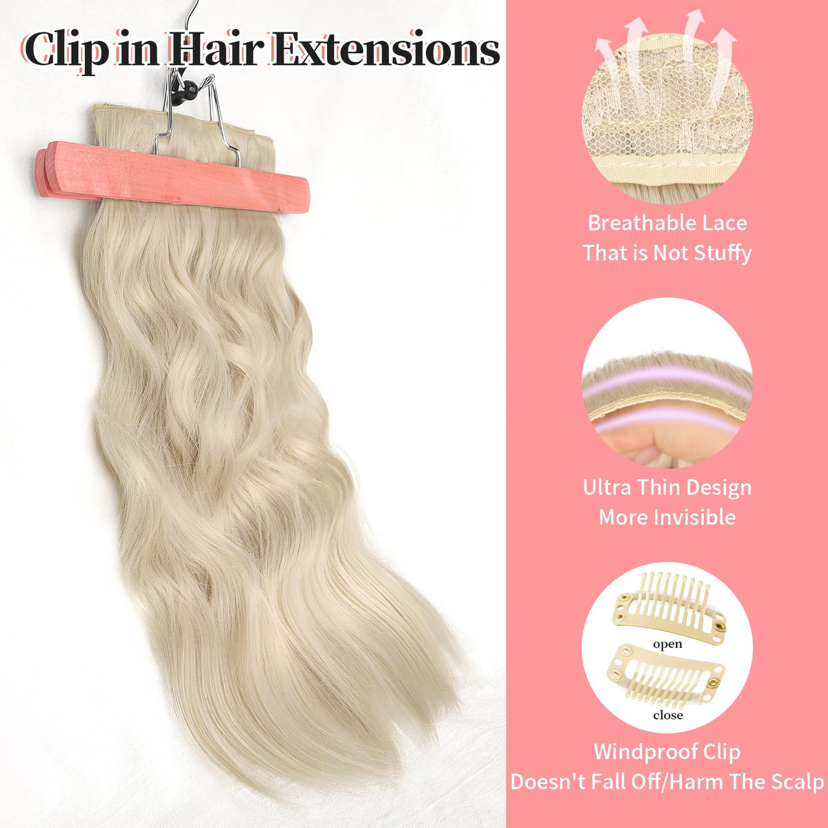 KooKaStyle Clip-in Hair Extensions 20 Inch wavy texture
