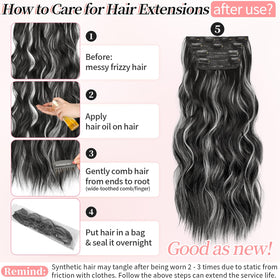 KooKaStyle Clip in Hair Extensions 20 Inch Wavy with styling tools