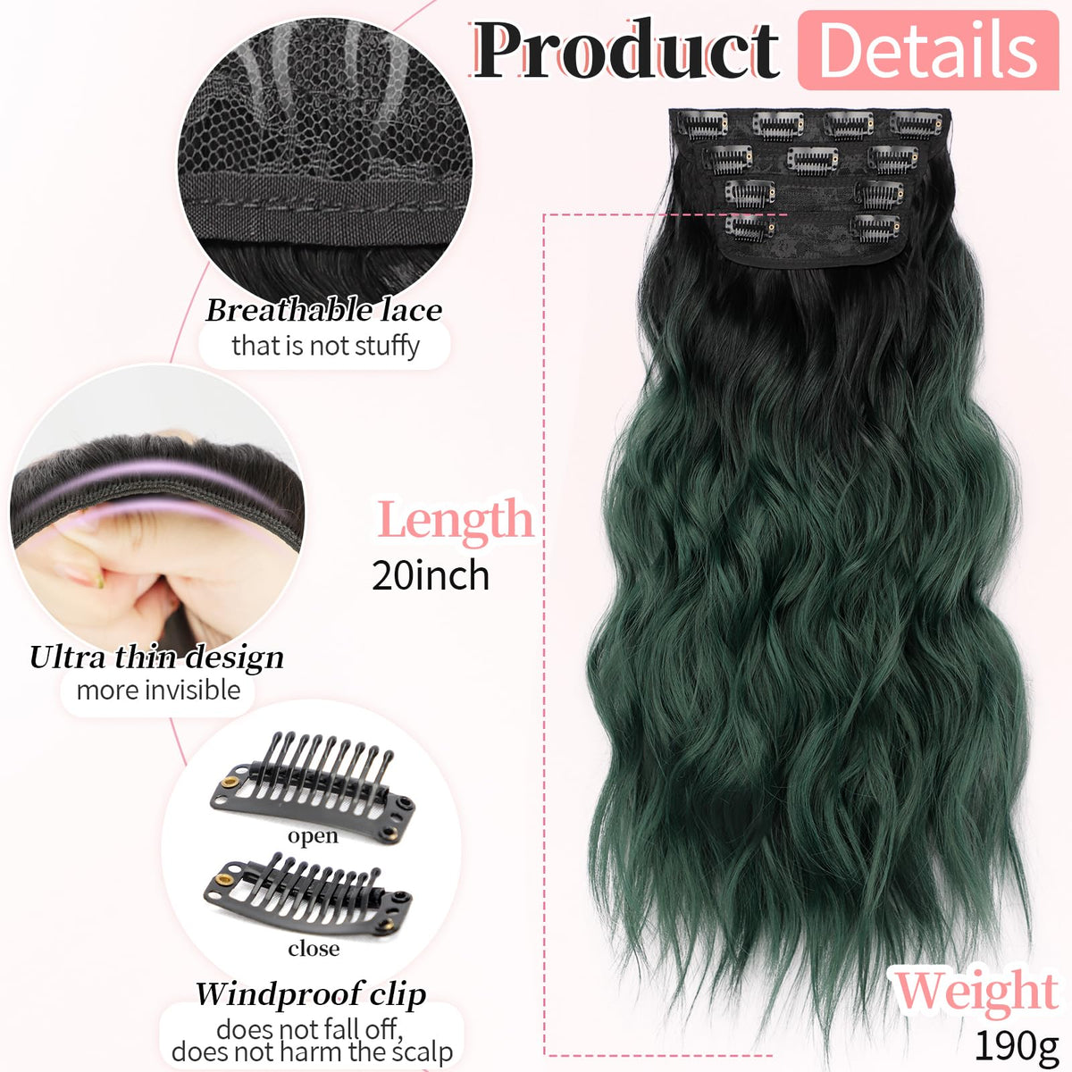 KooKaStyle Clip in Hair Extensions 5 inch and 6 inch wefts