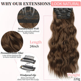 KooKaStyle Clip-in Hair Extensions 5 inch wide weft with two clips