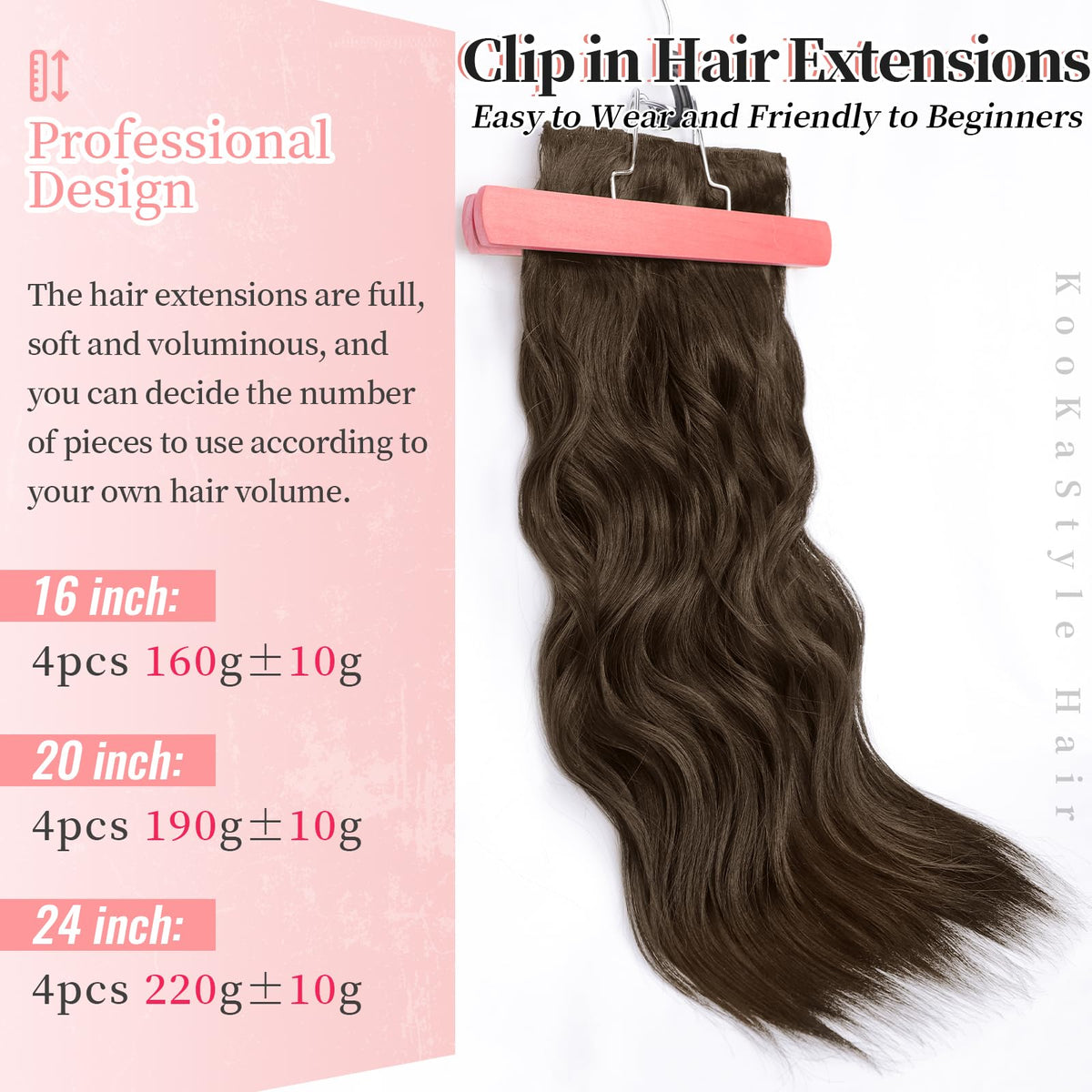 KooKaStyle Clip-in Hair Extensions 6 inch weft with clips