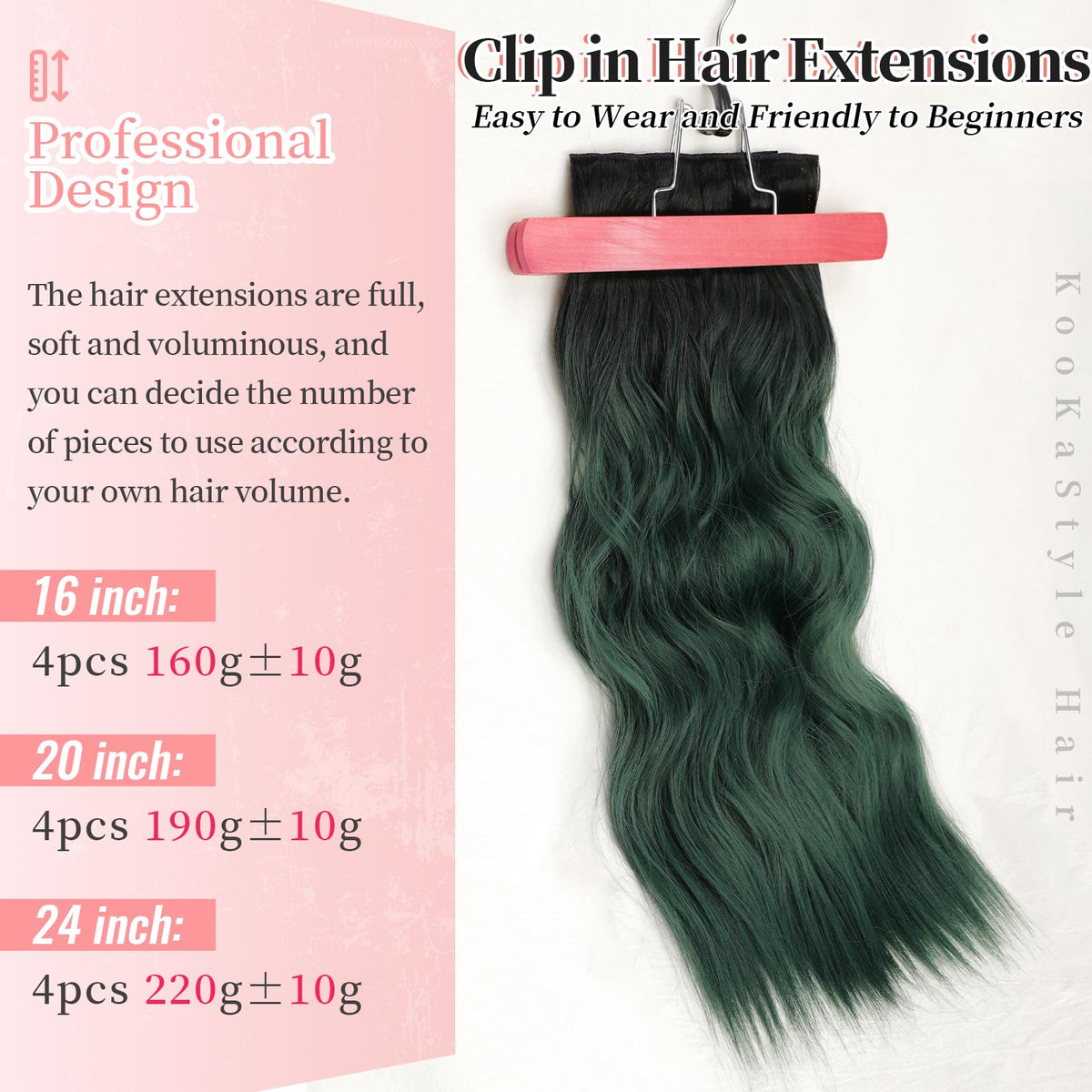 KooKaStyle Clip in Hair Extensions 7 inch weft close-up