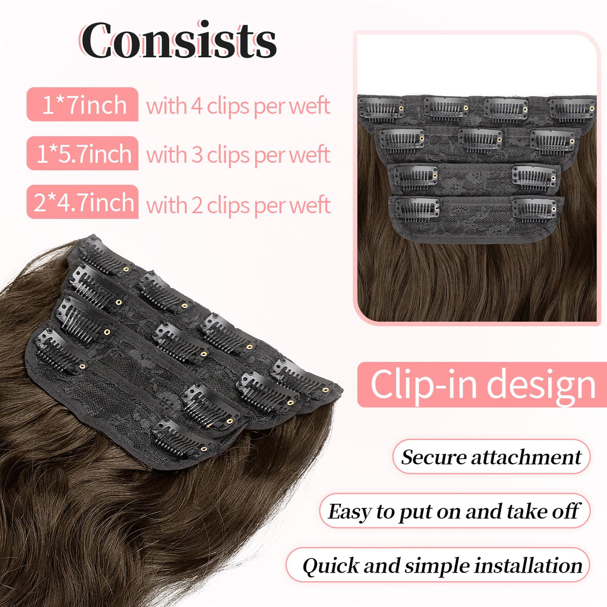 KooKaStyle Clip-in Hair Extensions 7 inch weft with clips