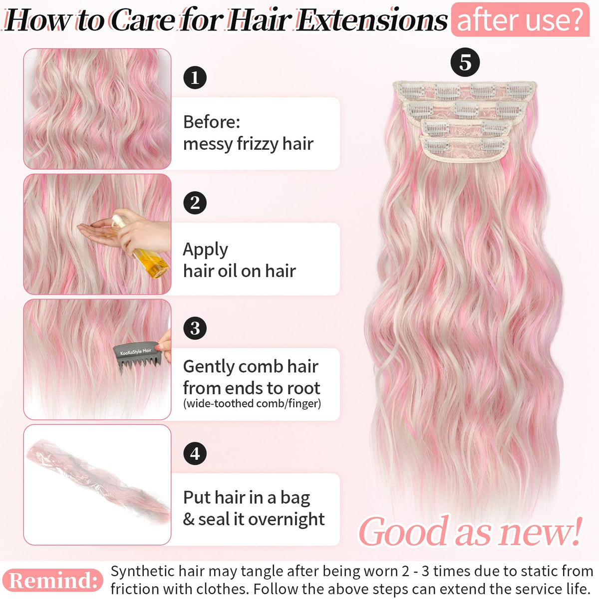 KooKaStyle Clip in Hair Extensions laid flat to show texture
