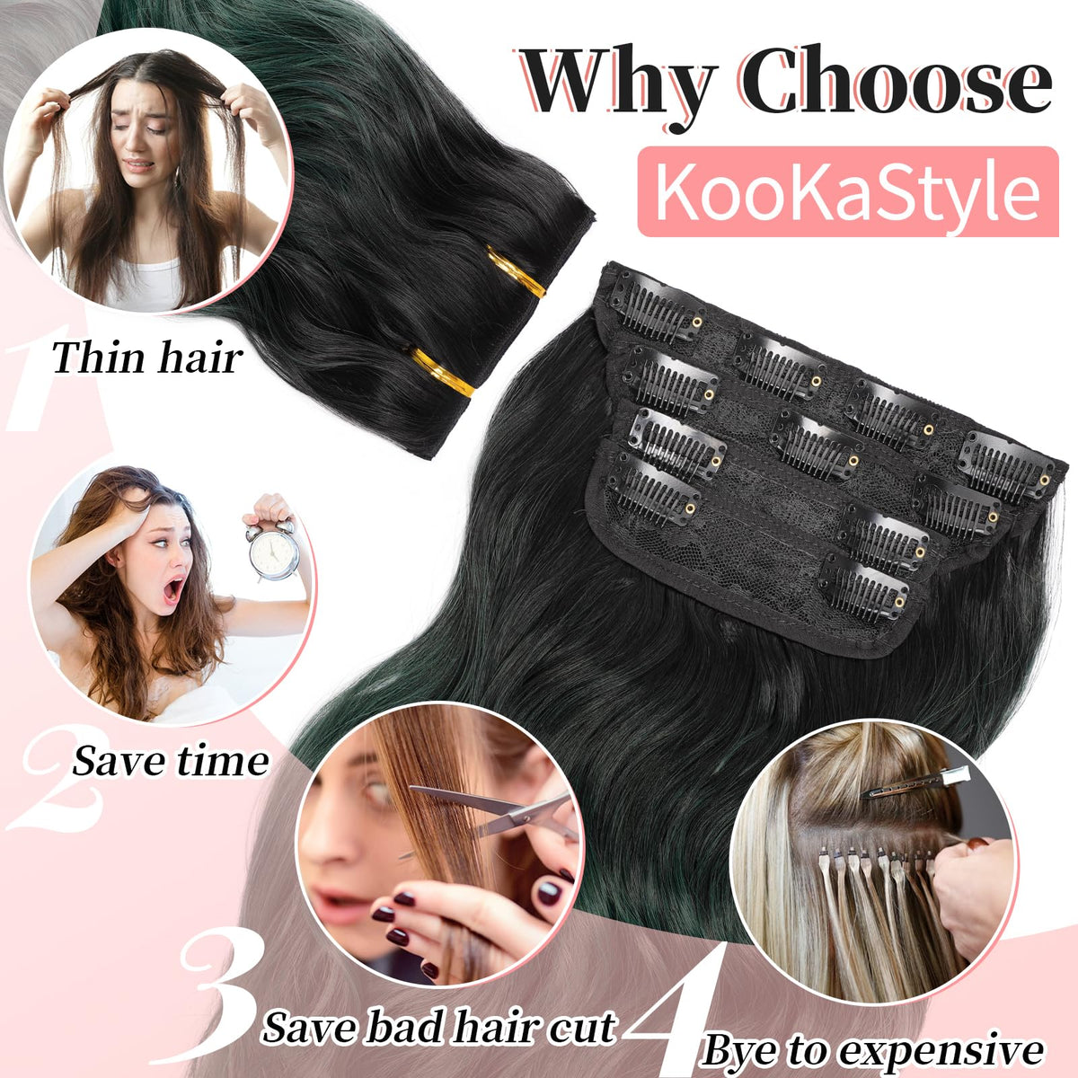 KooKaStyle Clip in Hair Extensions packaging