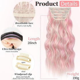 KooKaStyle Clip in Hair Extensions packaging showing blonde and pink highlights