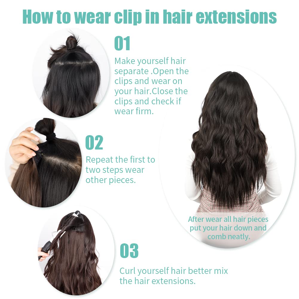 KooKaStyle Clip in Hair Extensions showing different weft sizes