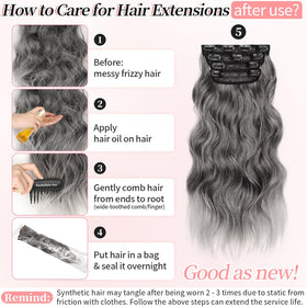 KooKaStyle Clip-in Synthetic Hair Extensions Grey Sliver in natural light