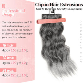 KooKaStyle Clip-in Synthetic Hair Extensions Grey Sliver on model