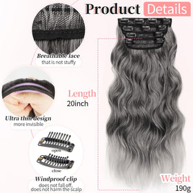 KooKaStyle Clip-in Synthetic Hair Extensions Grey Sliver packaging