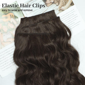 KooKaStyle Clip in Synthetic Hair Extensions side view, showing wavy texture