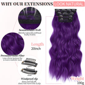 KooKaStyle Electric Purple Hair Extensions showing clips