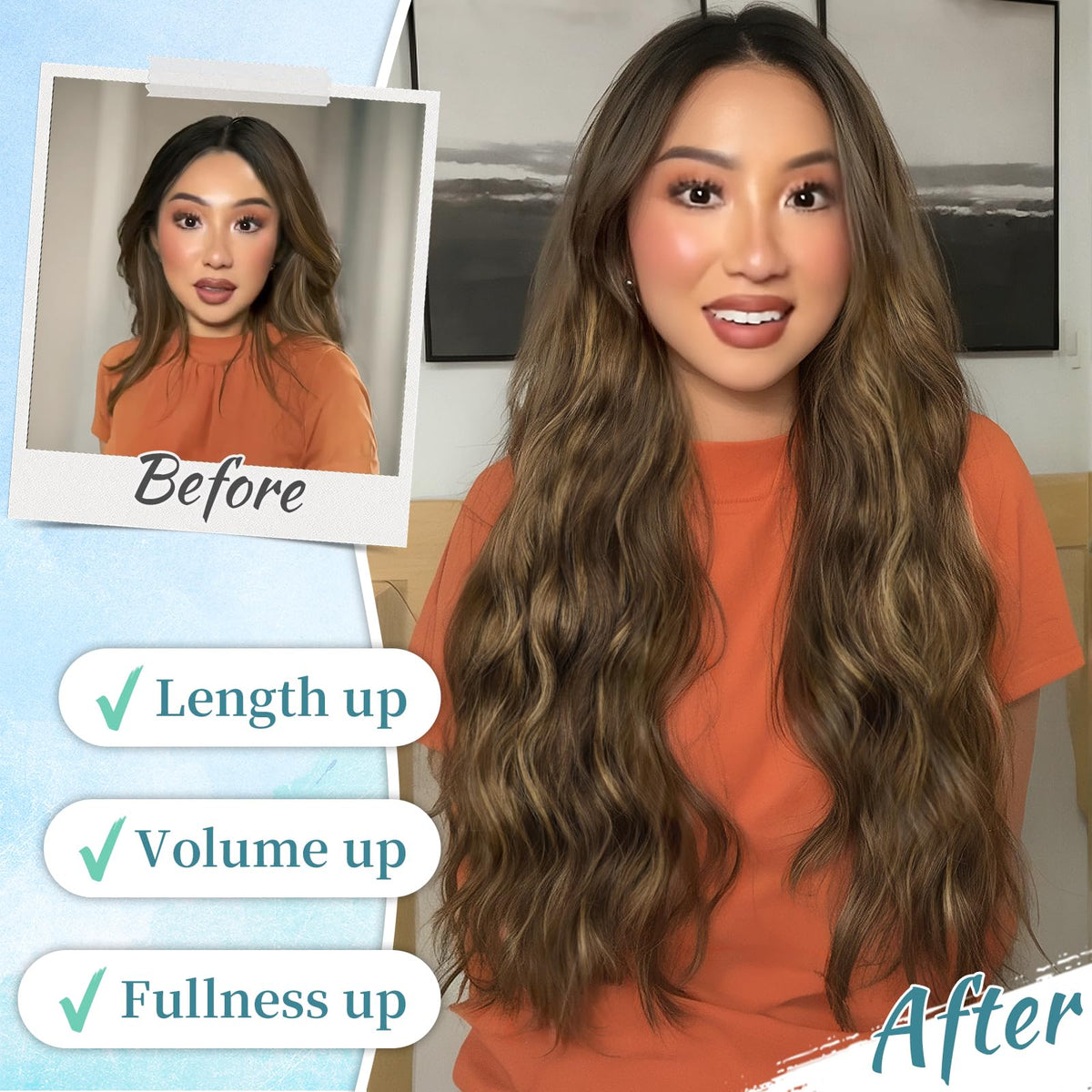 KooKaStyle Hair Extensions 16" Balayage Chocolate Brown to Caramel Blonde in packaging