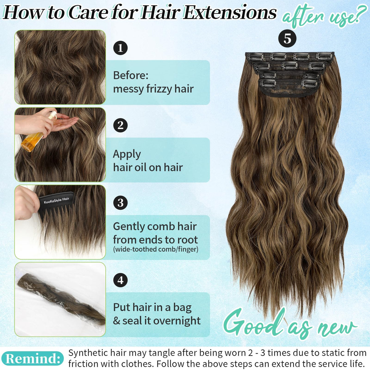 KooKaStyle Hair Extensions 16" Balayage on a mannequin