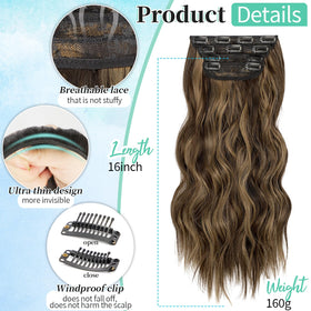 KooKaStyle Hair Extensions 16" Balayage wefts showing clip details