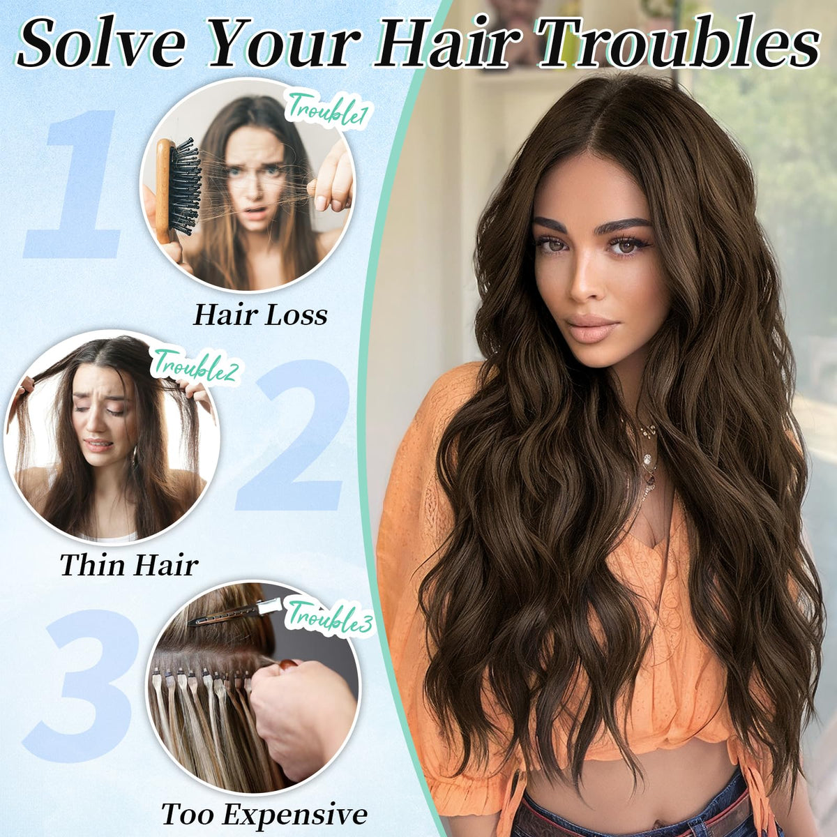 KooKaStyle hair extensions 6 inch wide weft with three clips