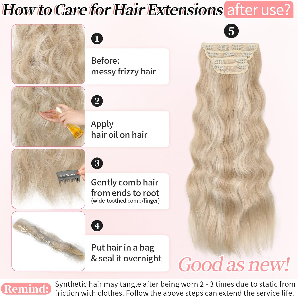 KooKaStyle Hair Extensions in a detangling spray setup