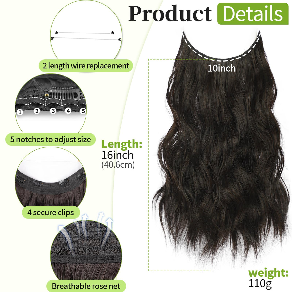 KooKaStyle hair extensions package with clips and wires