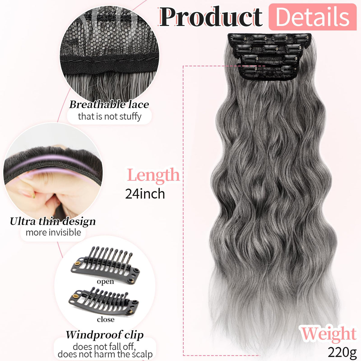 KooKaStyle hair extensions packaging with 4 pieces