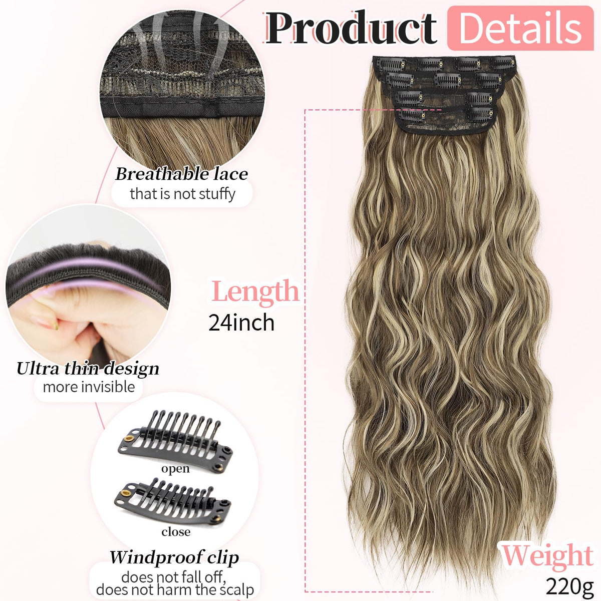 KooKaStyle hair extensions showing clips and texture