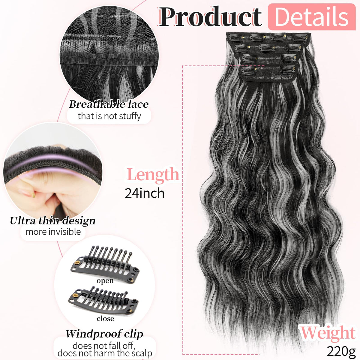 KooKaStyle hair extensions showing clips and wefts