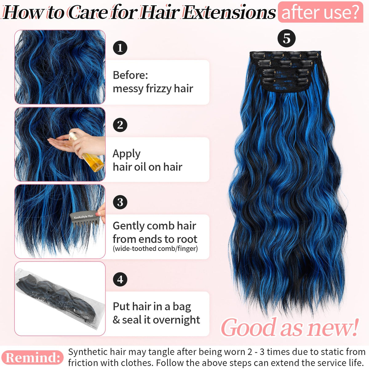 KooKaStyle Hair Extensions showing different widths