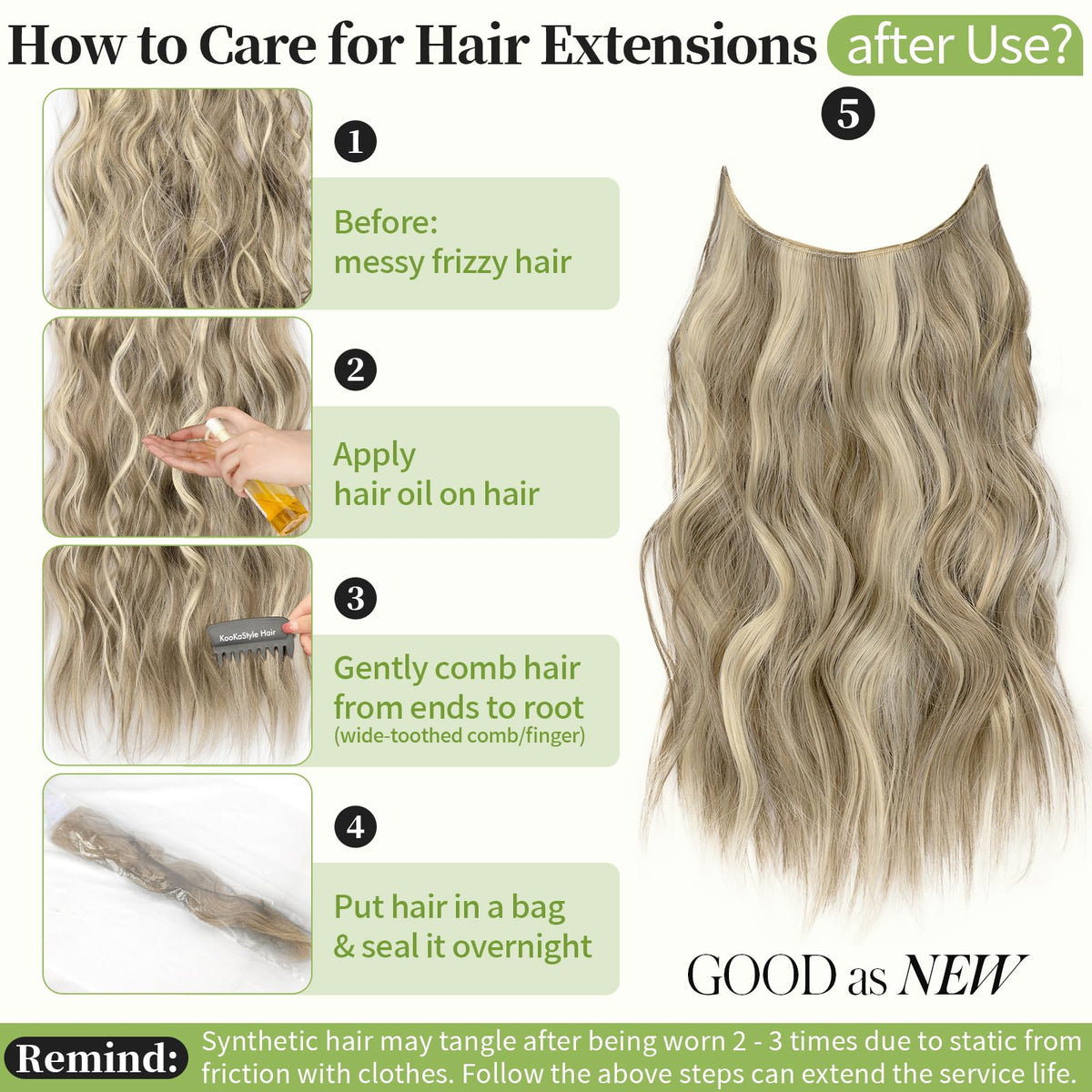 KooKaStyle Invisible Wire Hair Extensions in a hairstyle