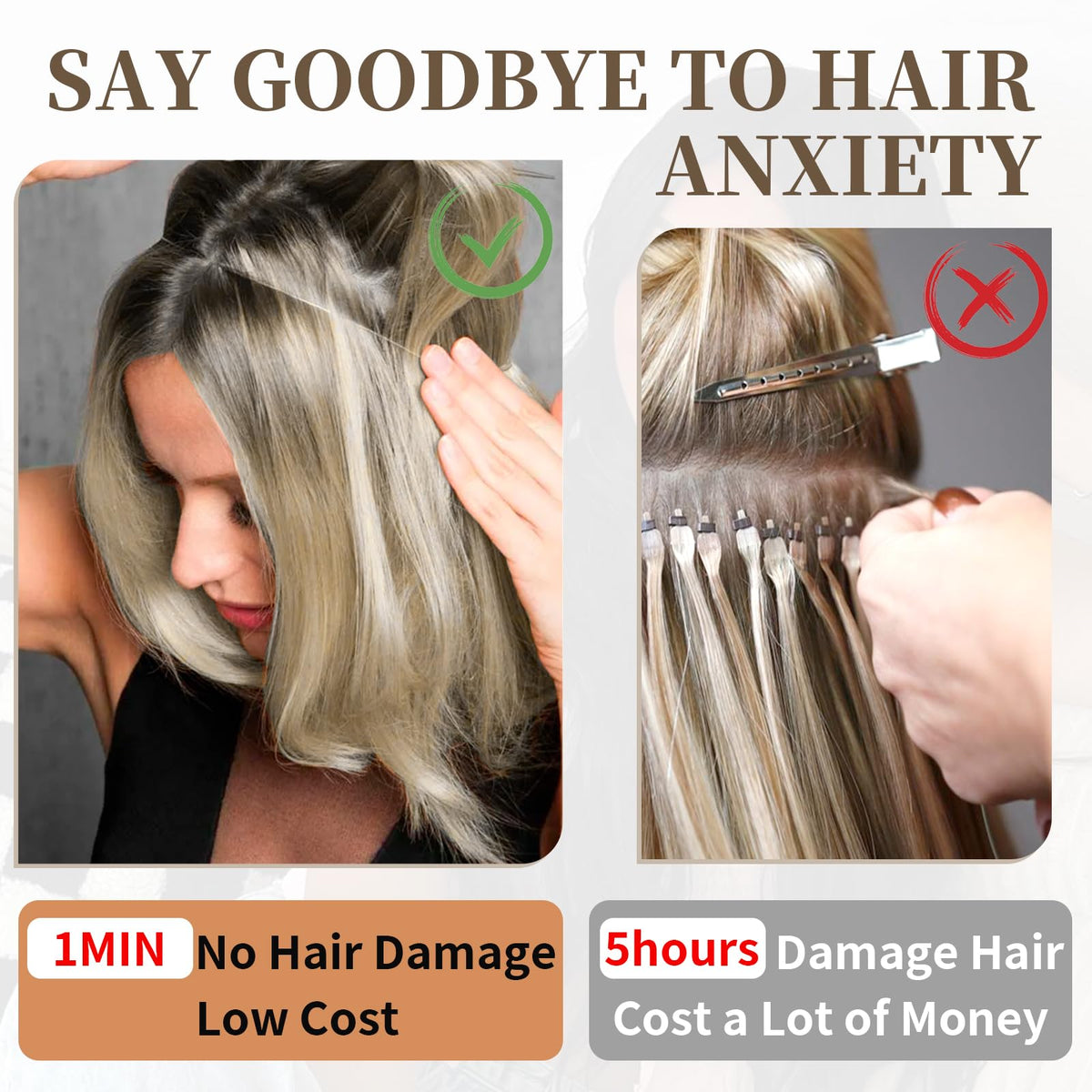 KooKaStyle Invisible Wire Hair Extensions showing adjustable wire