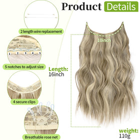 KooKaStyle Invisible Wire Hair Extensions showing secure clips and fishing wire