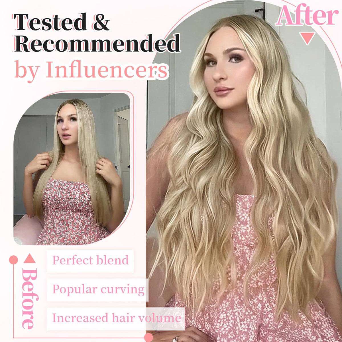 KooKaStyle Wavy Clip in Hair Extensions 20-inch Ashy Beige Blonde close-up of clips