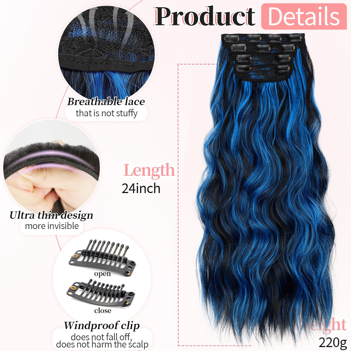 KooKaStyle Wavy Clip in Hair Extensions packaging