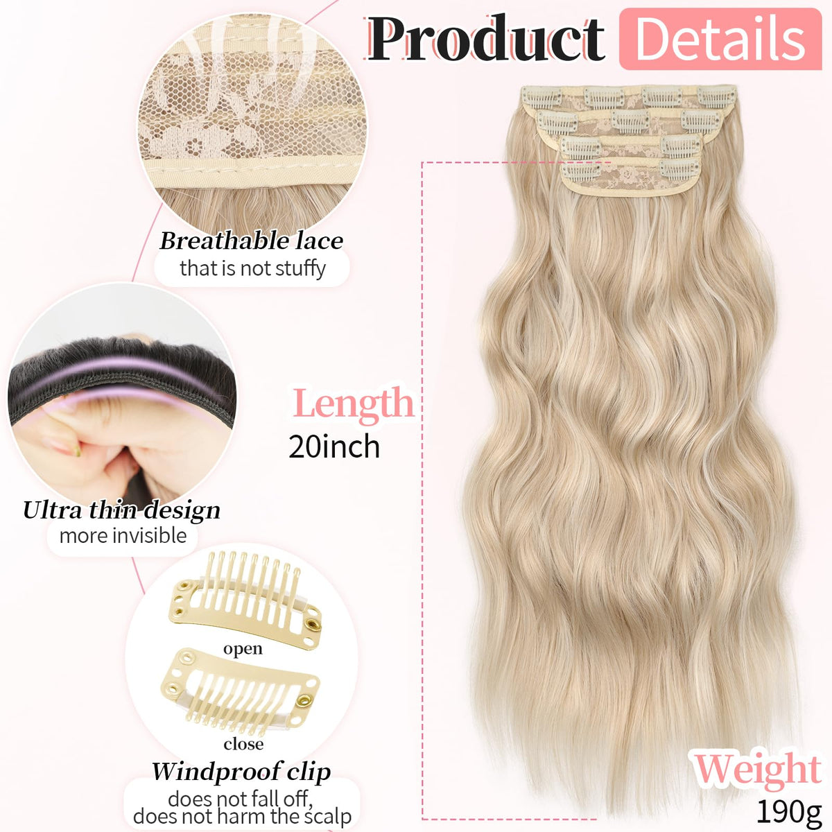 KooKaStyle Wavy Clip in Hair Extensions packaging