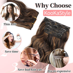 KooKaStyle Wavy Clip in Hair Extensions styled on mannequin