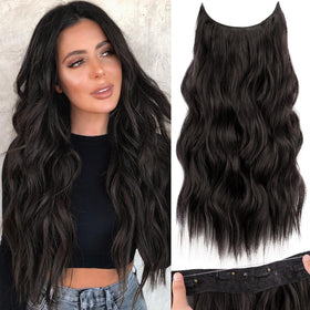 KooKaStyle Wavy Hair Extensions 20" Dark Brown front view