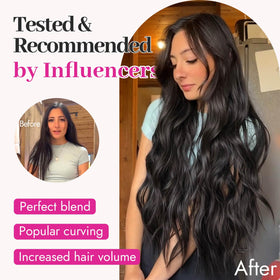 KooKaStyle Wavy Hair Extensions 20 inch Black back view