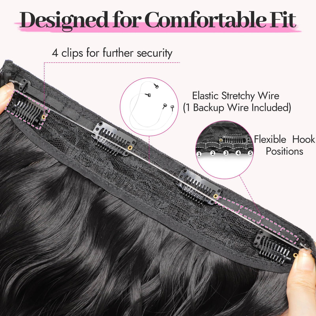 KooKaStyle Wavy Hair Extensions 20 inch Black lifestyle scene