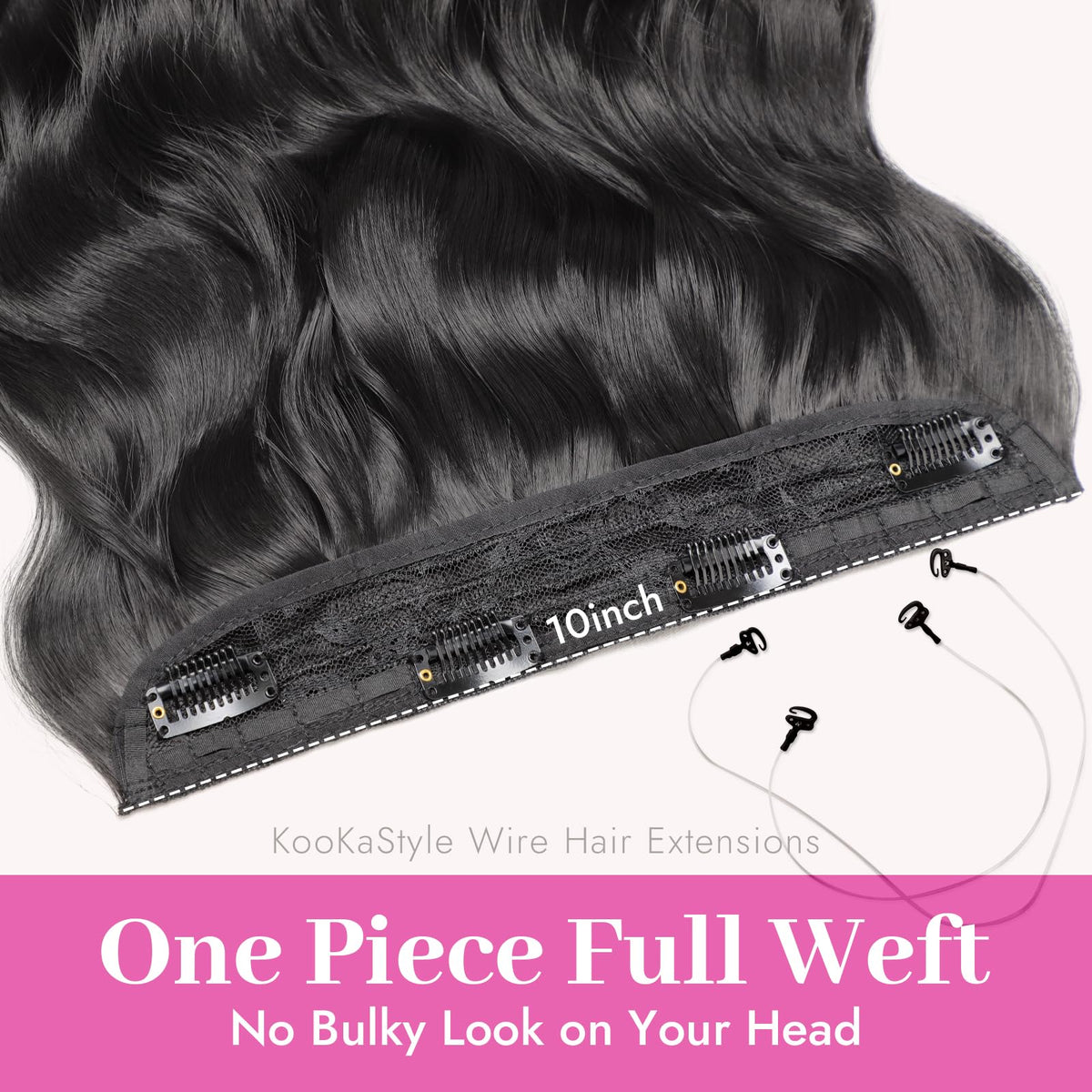 KooKaStyle Wavy Hair Extensions 20 inch Black styling options