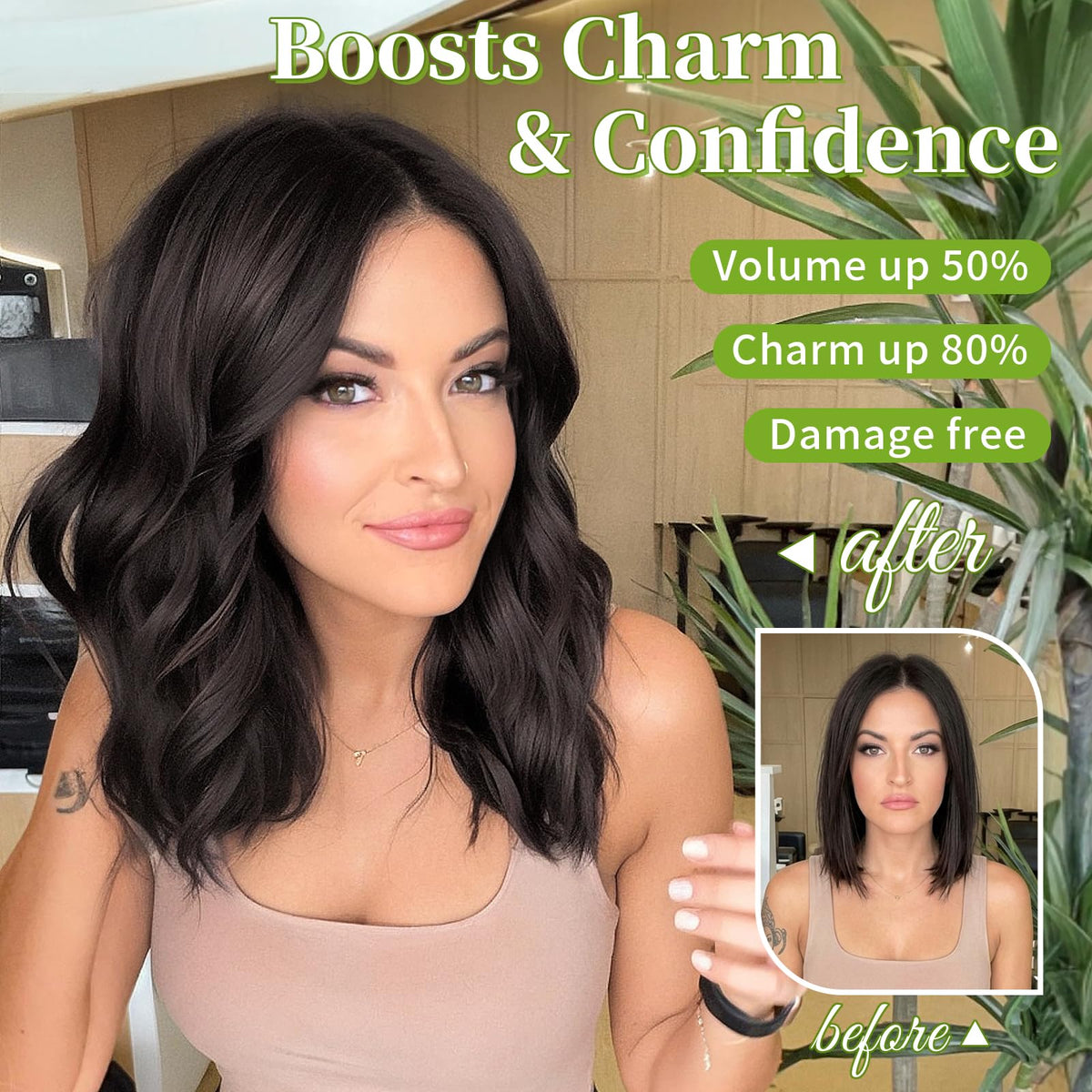 KooKaStyle Wavy Hair Extensions in dark brown colour