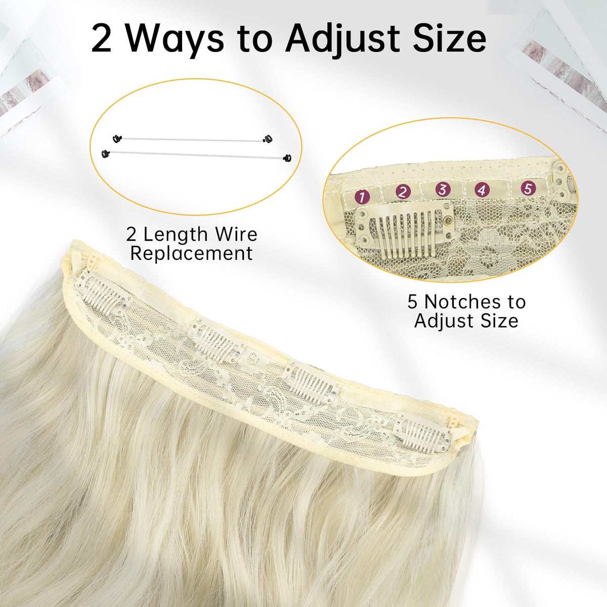 KooKaStyle Wavy Hair Extensions Platinum Blonde side view