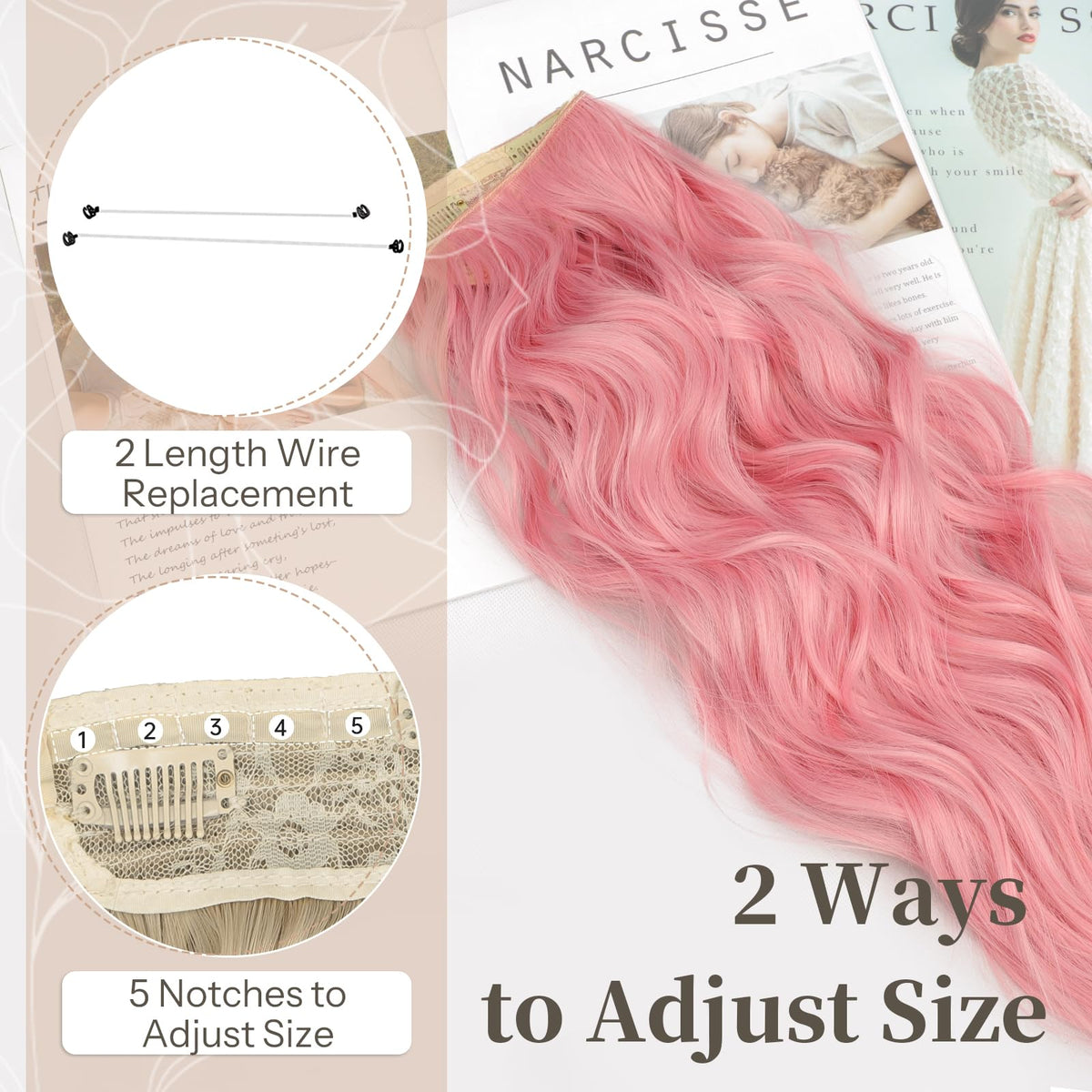 KooKaStyle Wavy Hair Extensions Sakura Pink with clips