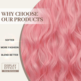 KooKaStyle Wavy Hair Extensions Sakura Pink with fishing wire