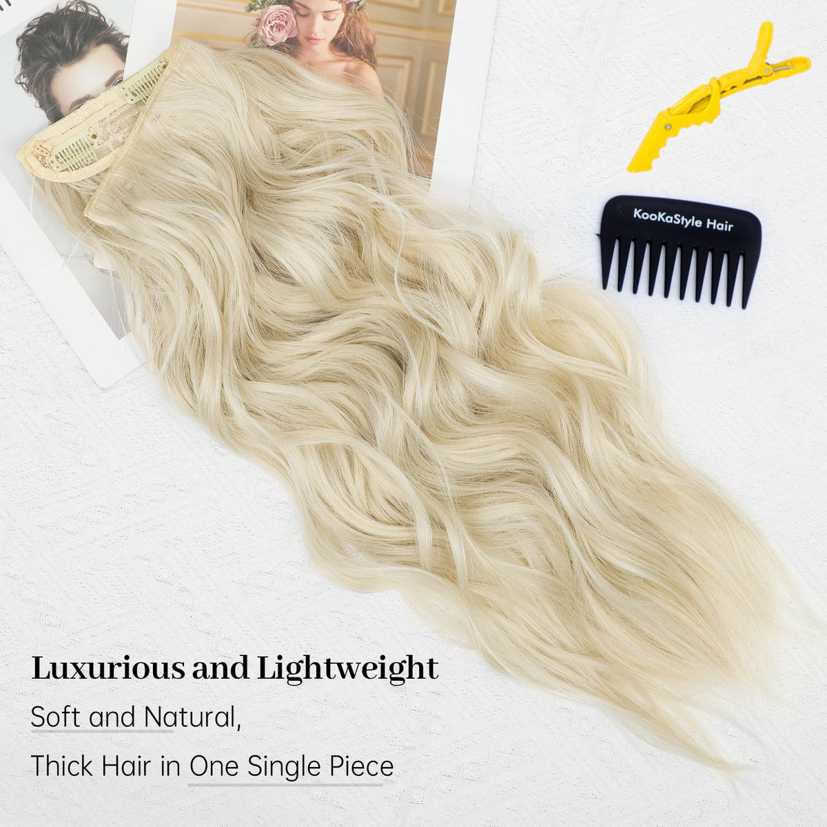 KooKaStyle Wavy Hair Extensions with clips and fishing wire