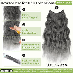 KooKaStyle Wavy Invisible Wire Clip In Hair Extensions grey colour detail