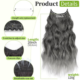 KooKaStyle Wavy Invisible Wire Clip In Hair Extensions packaging