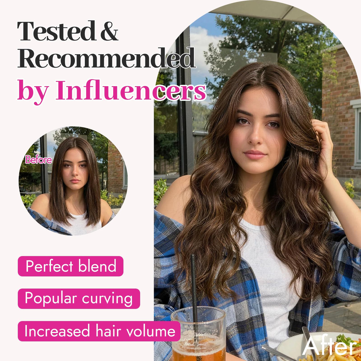 KooKaStyle Wavy Invisible Wire Hair Extensions 16 inch Rich Medium Brown with clips
