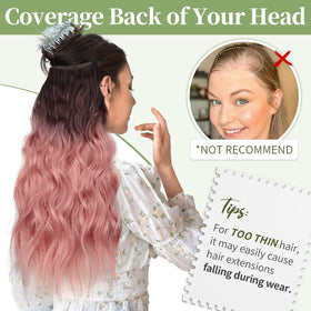 KooKaStyle Wavy Invisible Wire Hair Extensions displayed with fishing wire