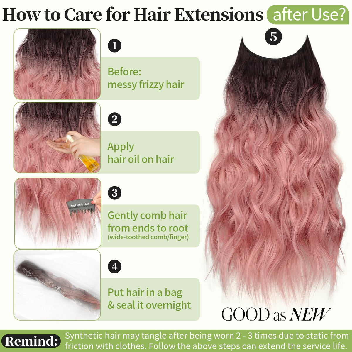 KooKaStyle Wavy Invisible Wire Hair Extensions in natural light