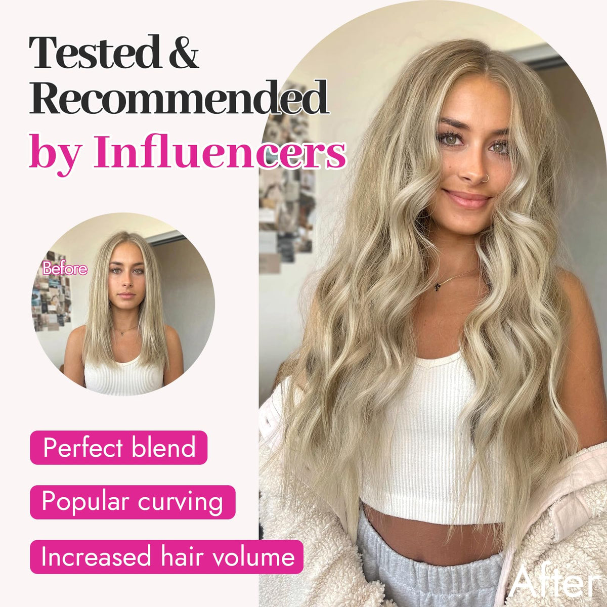 KooKaStyle Wavy Invisible Wire Hair Extensions showing adjustable fishing wire